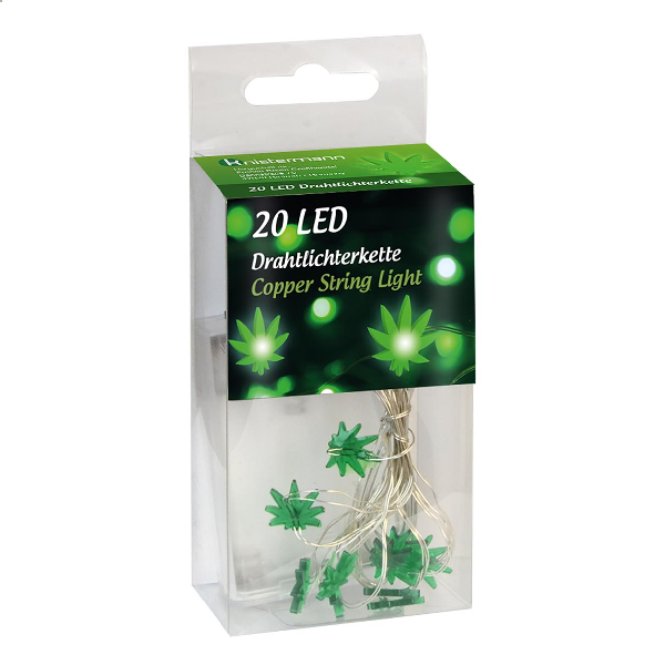 LED Drahtlichterkette - Cannabisblätter